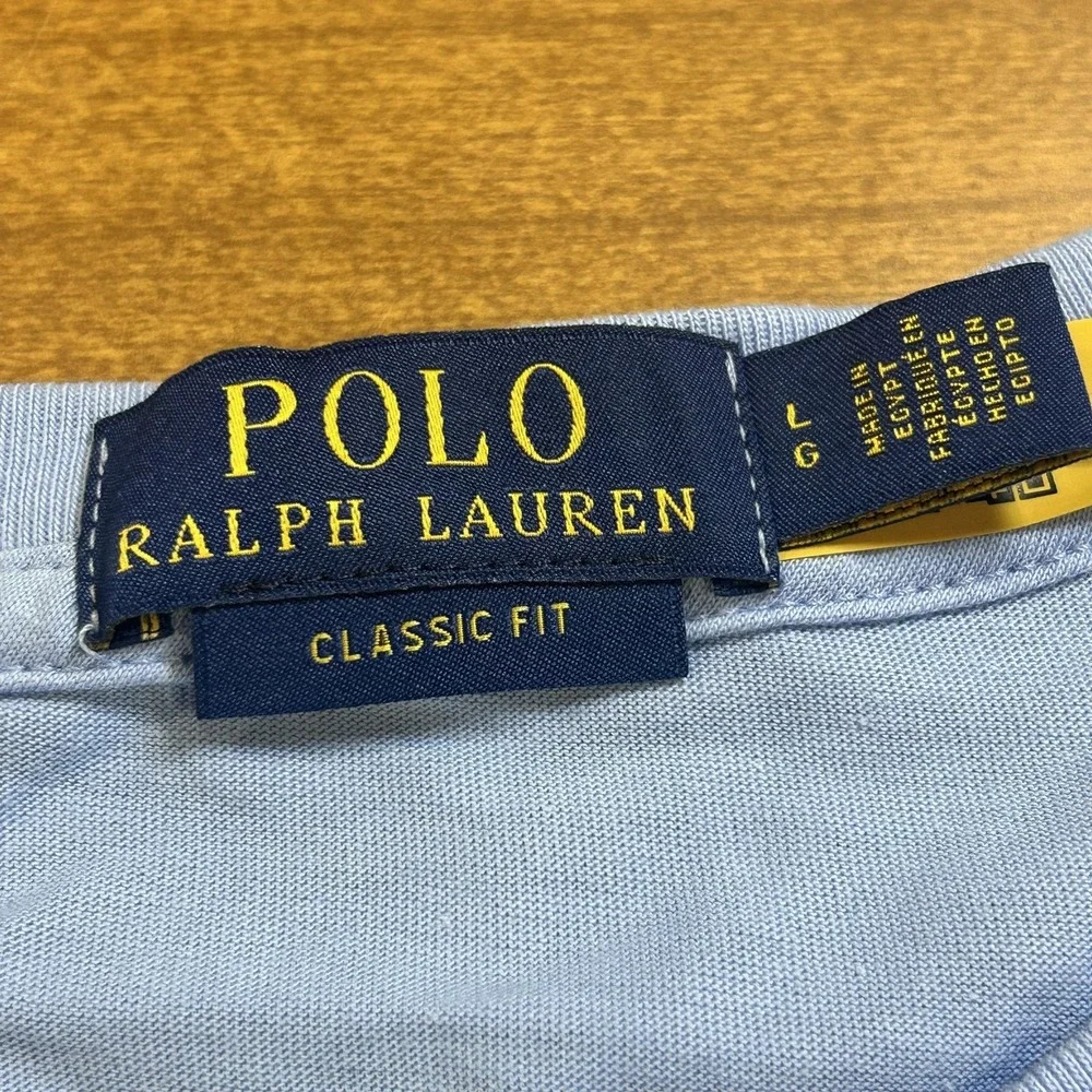 Polo Ralph Lauren Shirt Mens L Blue Classic Fit Polo Bear Bike Graphic Tee NEW